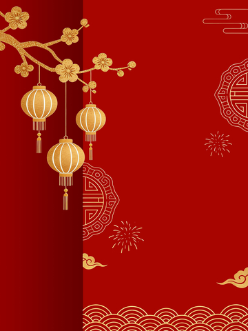 传统中国红金色灯笼节日背景