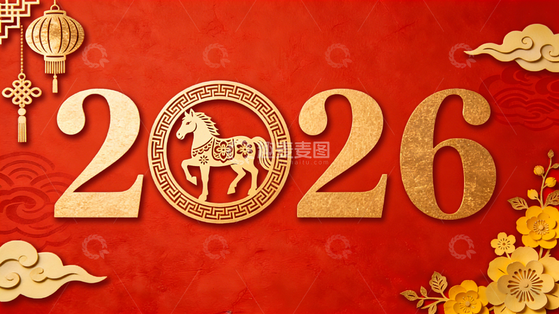 源文件下载【趣麦麦图】马年祝福喜庆红色背景