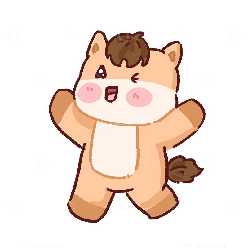 源文件下载【趣麦麦图】卡通小马开心表情贴纸