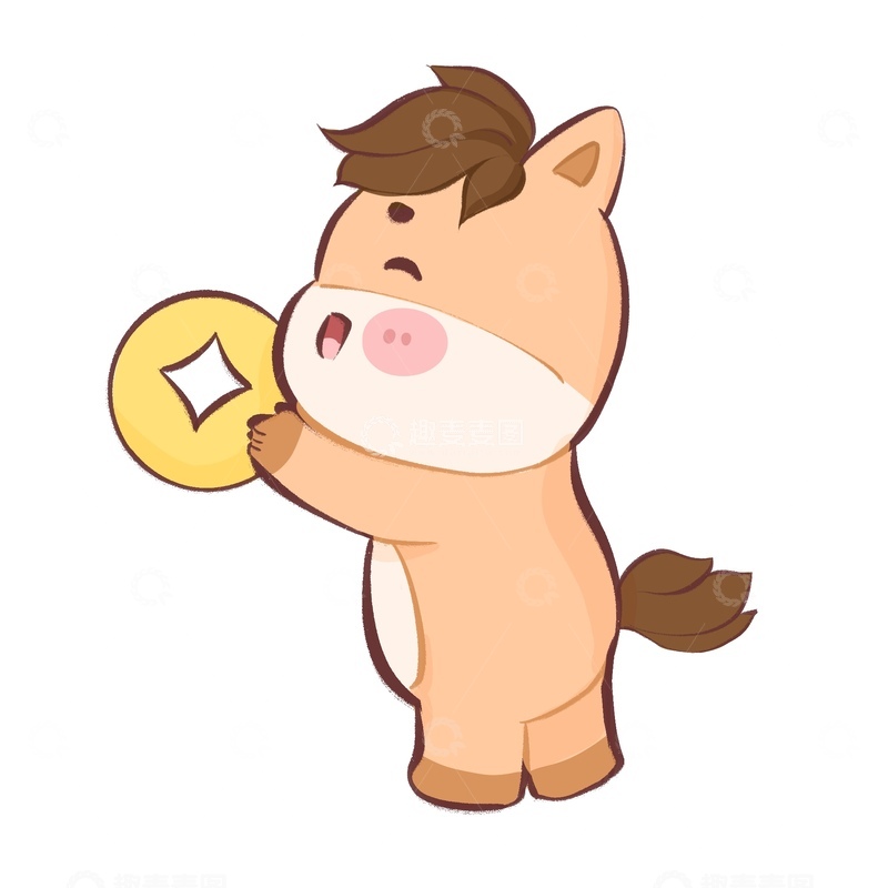 源文件下载【趣麦麦图】可爱卡通马插画