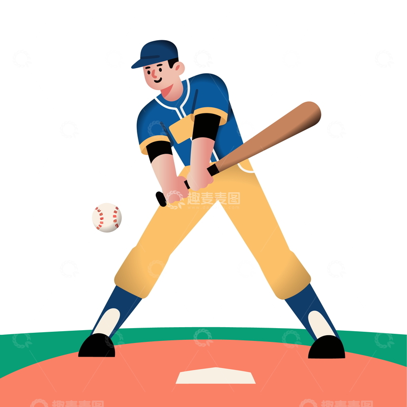 源文件下载【趣麦麦图】棒球运动卡通插画