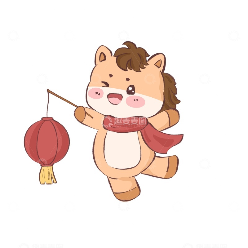 源文件下载【趣麦麦图】卡通马年新春喜庆灯笼插画