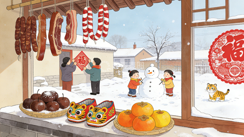 高清大图下载【趣麦麦图】-东北过年场景