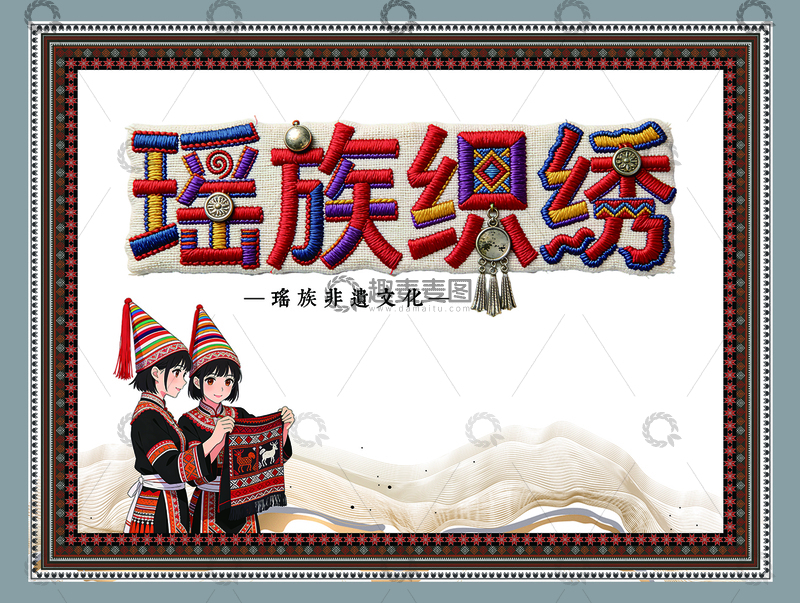 源文件下载【趣麦麦图】瑶族织绣宣传模板