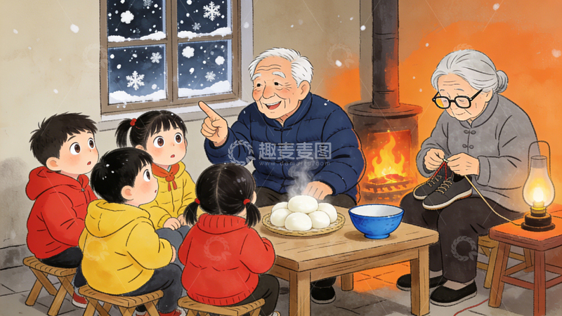 高清大图下载【趣麦麦图】讲故事老爷爷