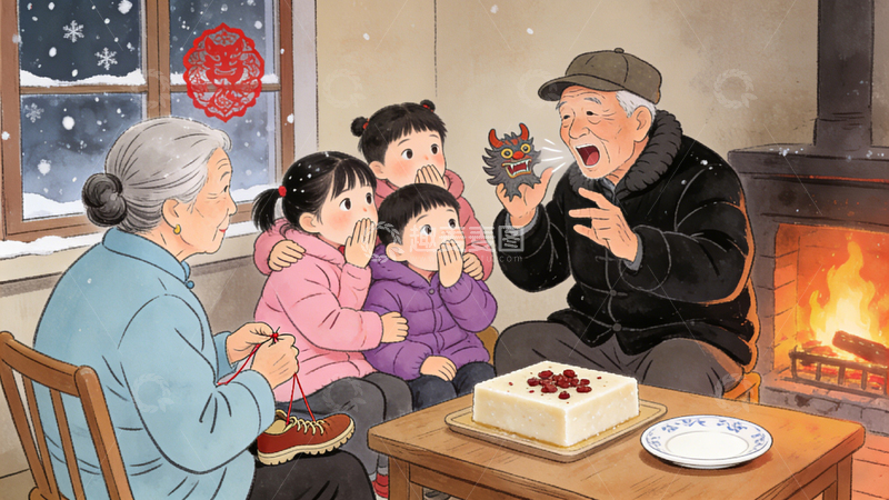 高清大图下载【趣麦麦图】听故事的小孩