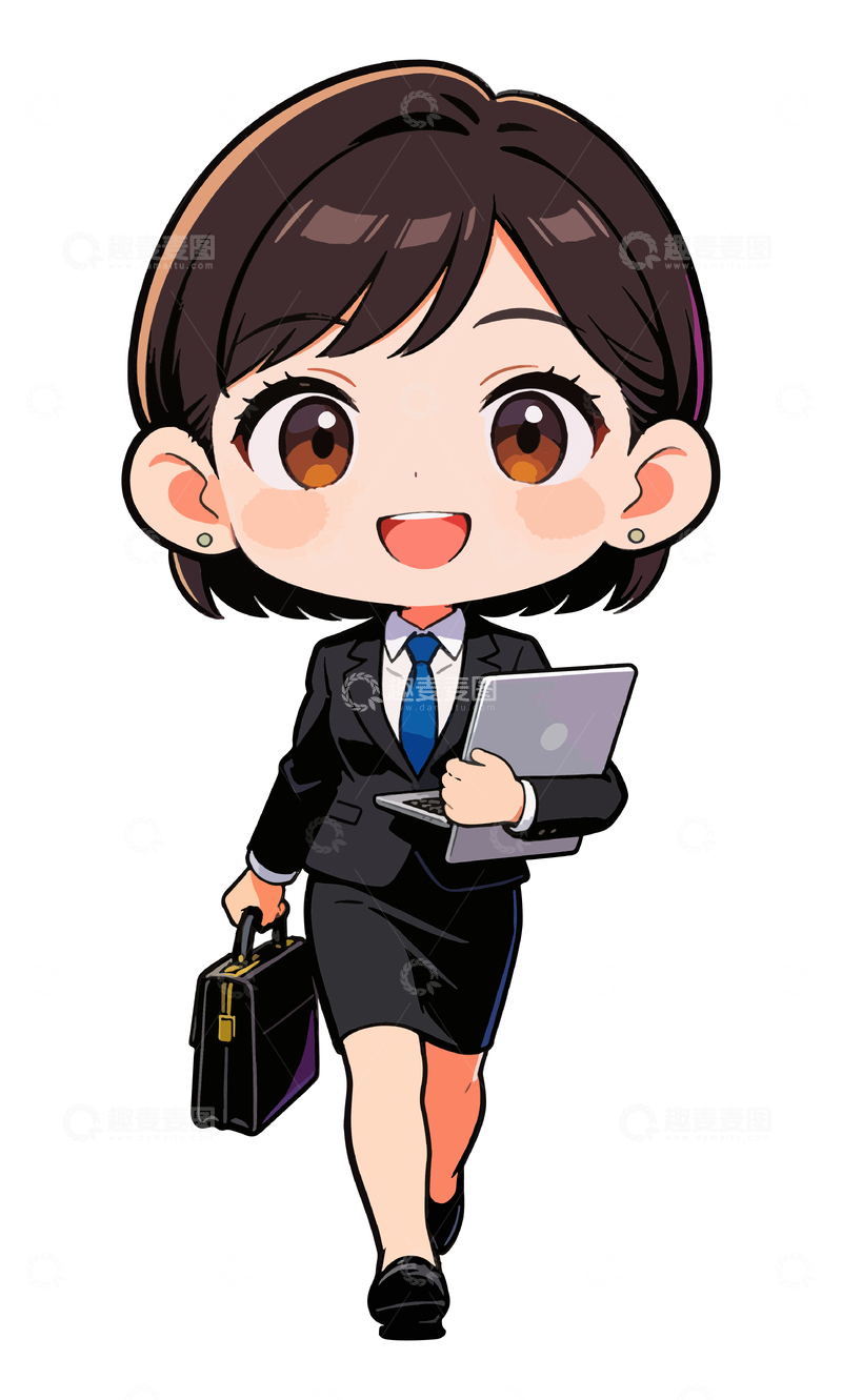 源文件下载【趣麦麦图】卡通女白领商务形象设计素材
