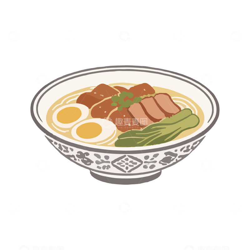 源文件下载【趣麦麦图】卡通拉面美食插画