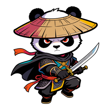 卡通武士熊猫设计插画