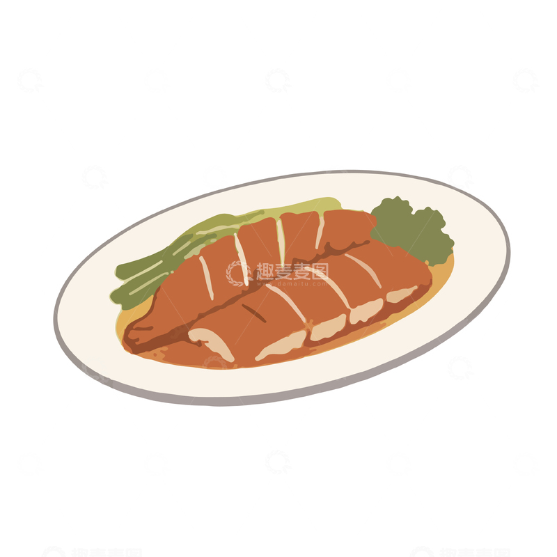 源文件下载【趣麦麦图】-卡通风烤肉盘餐美食插画
