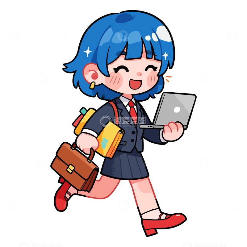 源文件下载【趣麦麦图】Q版学生妹校园生活插画