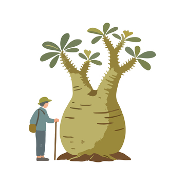 卡通风格树木与人物插画