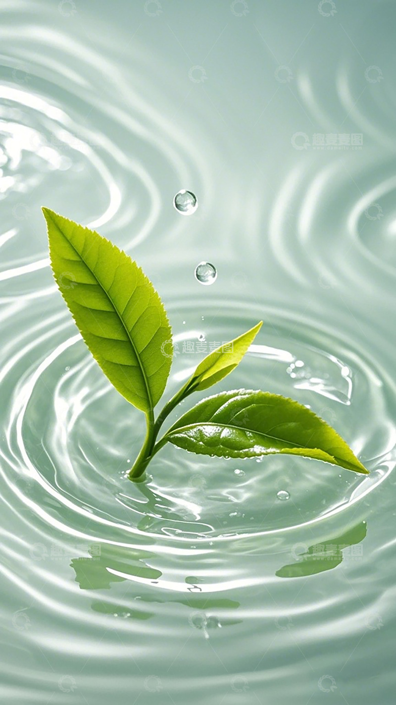 高清大图下载【趣麦麦图】绿叶水滴艺术摄影