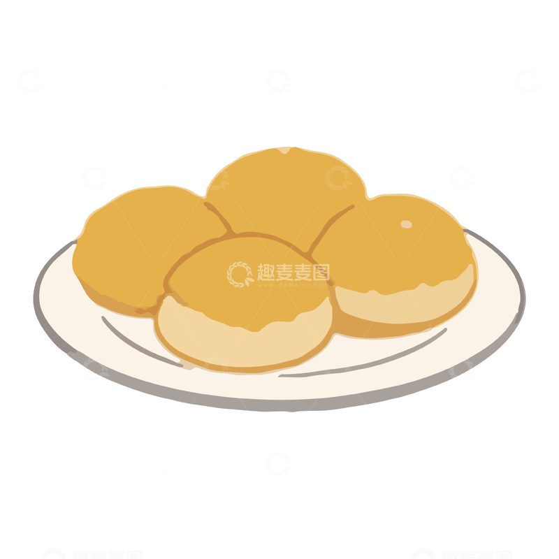 源文件下载【趣麦麦图】卡通风格甜点盘美食插画