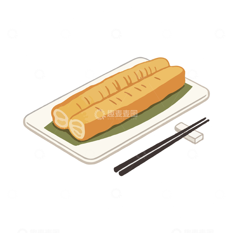 源文件下载【趣麦麦图】日式美食插画炸春卷