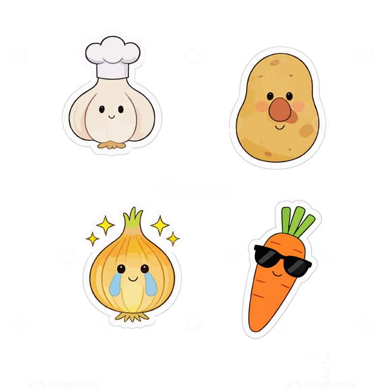 源文件下载【趣麦麦图】卡通蔬菜贴纸图案设计元素