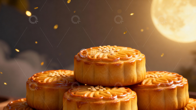 高清大图下载【趣麦麦图】中秋节月饼背景114