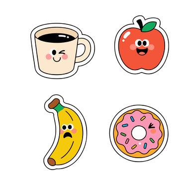 卡通可爱食物贴纸设计元素