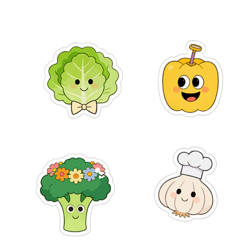 卡通蔬菜贴纸图案设计