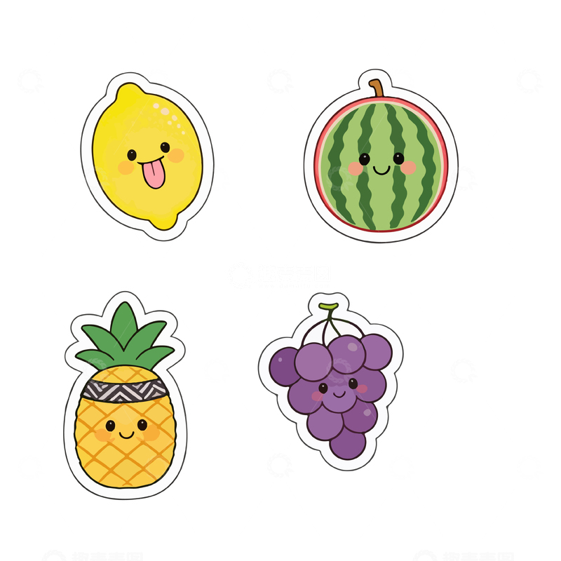 源文件下载【趣麦麦图】卡通水果贴纸矢量素材