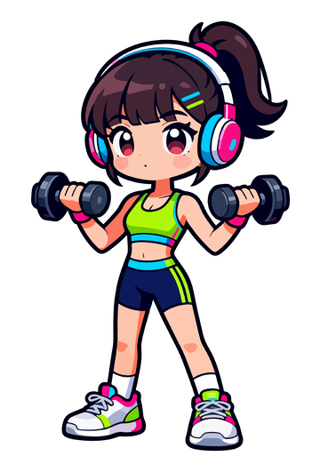 健身少女卡通插画
