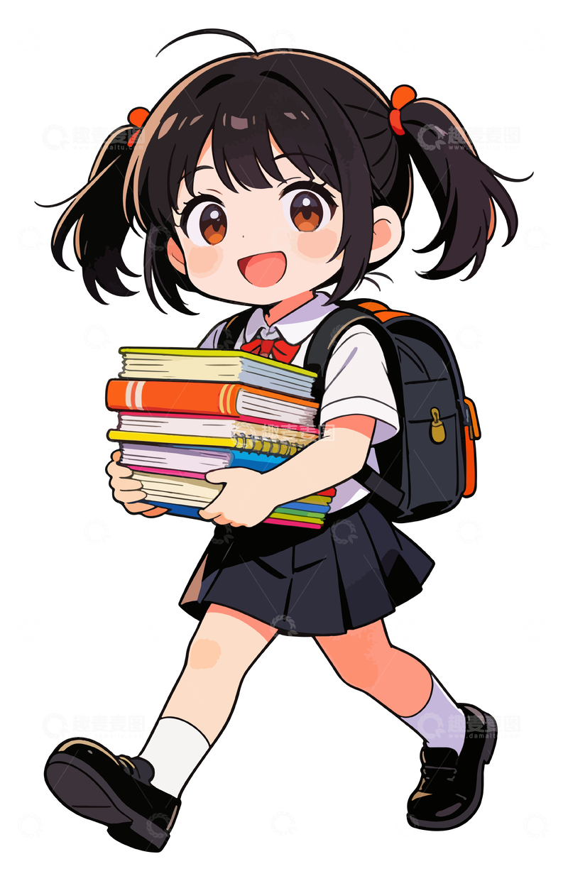 源文件下载【趣麦麦图】-校园风学生读书插画素材