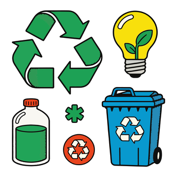 手绘环保元素矢量插画