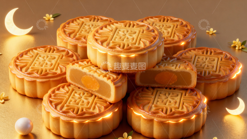 高清大图下载【趣麦麦图】中秋节月饼背景107