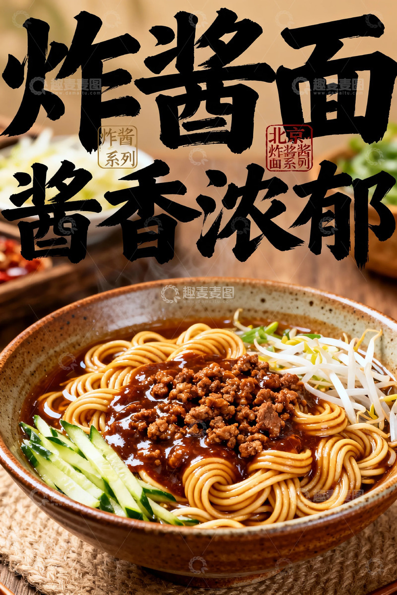 高清大图下载【趣麦麦图】炸酱面美食宣传海报