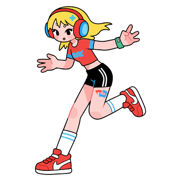 卡通运动少女插画