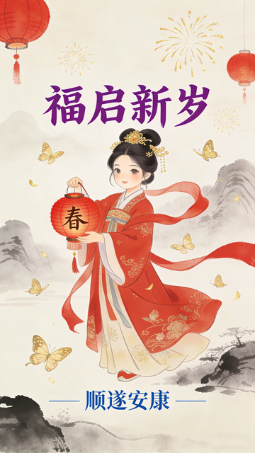 福启新岁喜庆新年海报设计