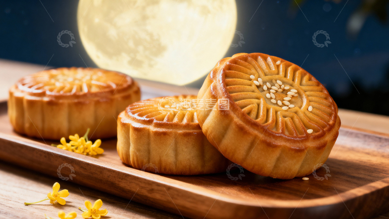 高清大图下载【趣麦麦图】中秋节月饼背景111