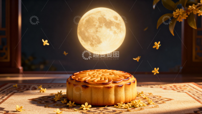高清大图下载【趣麦麦图】中秋节月饼背景103