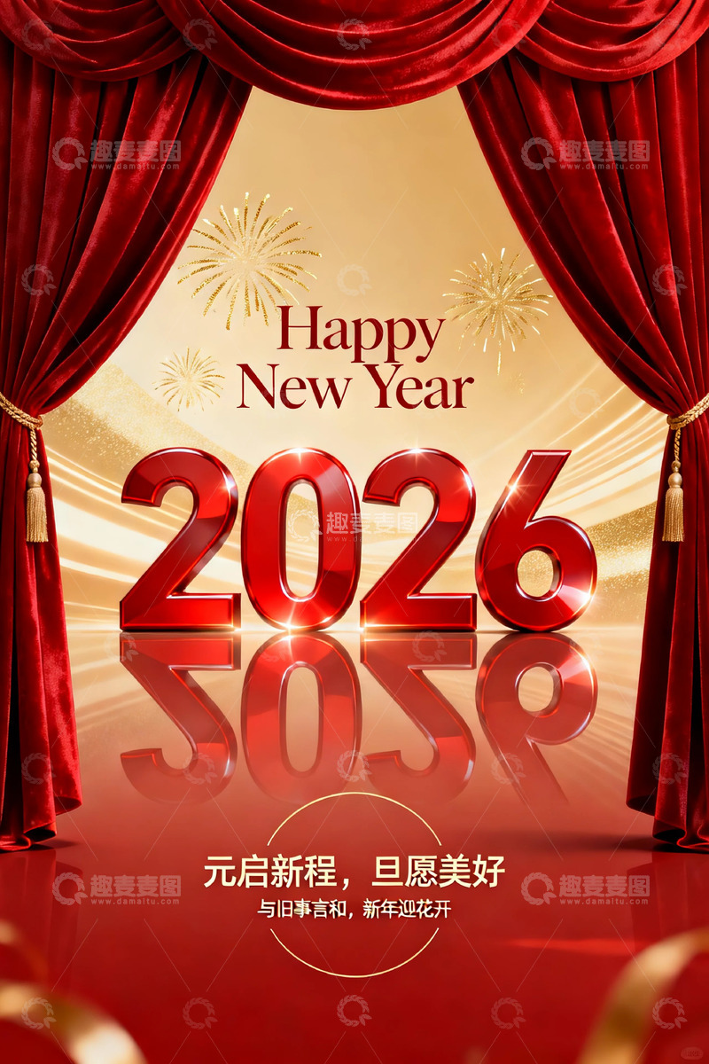 高清大图下载【趣麦麦图】喜庆新年2026海报设计