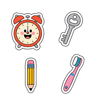 卡通贴纸日常用品插画素材