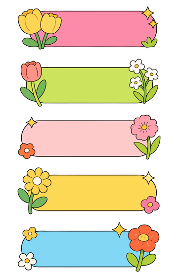 卡通花卉装饰标签设计模板