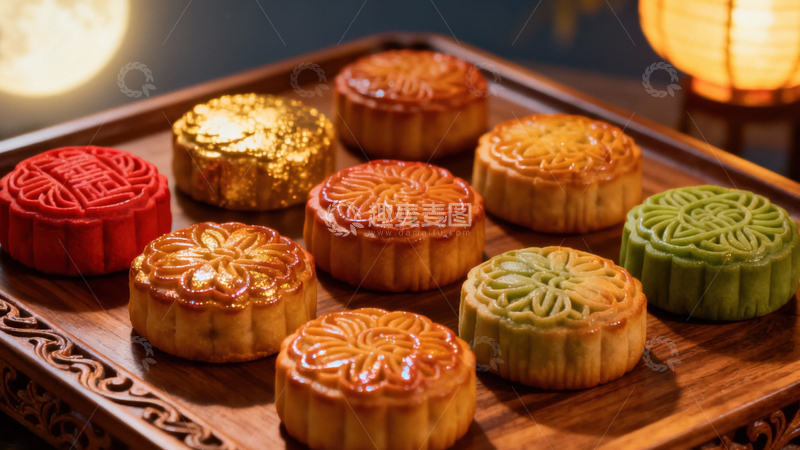 高清大图下载【趣麦麦图】中秋节月饼背景118