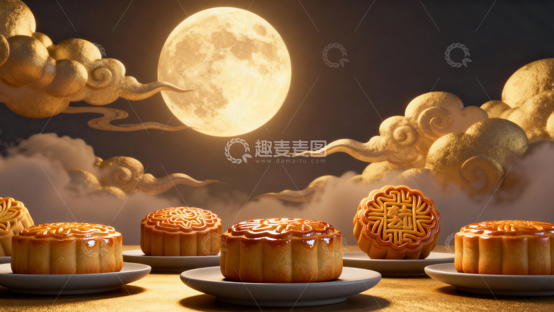 高清大图下载【趣麦麦图】中秋节月饼背景102