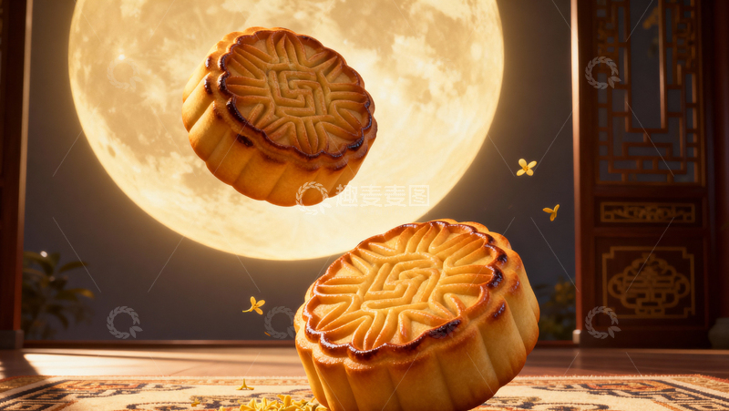 高清大图下载【趣麦麦图】中秋节月饼背景106
