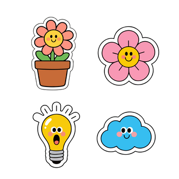 卡通风格可爱贴纸图案集合