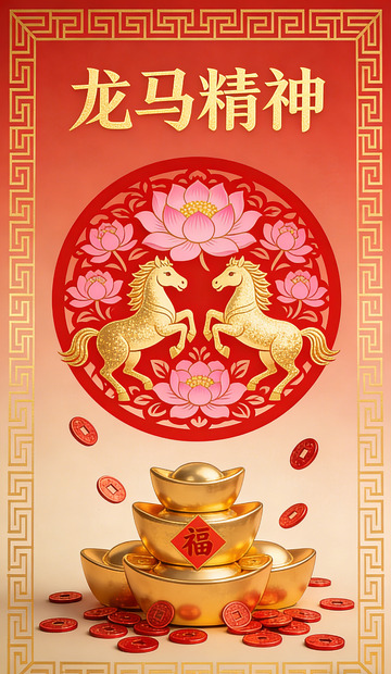 龙马精神祝福海报春节新春