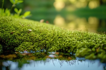 湖边的青苔特写摄影