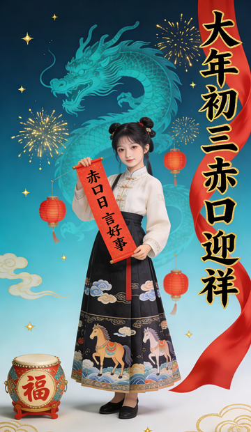 大年初三赤口春节庆祝活动设计素材