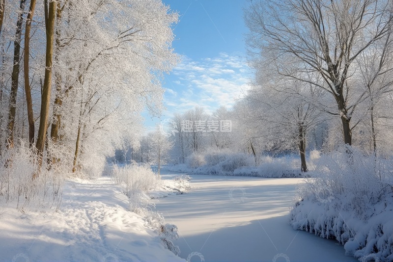 高清大图下载【趣麦麦图】冬季雪地森林美景