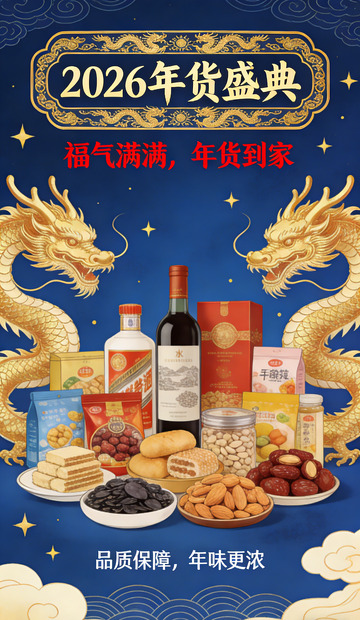 年货节2026年货盛典喜庆海报