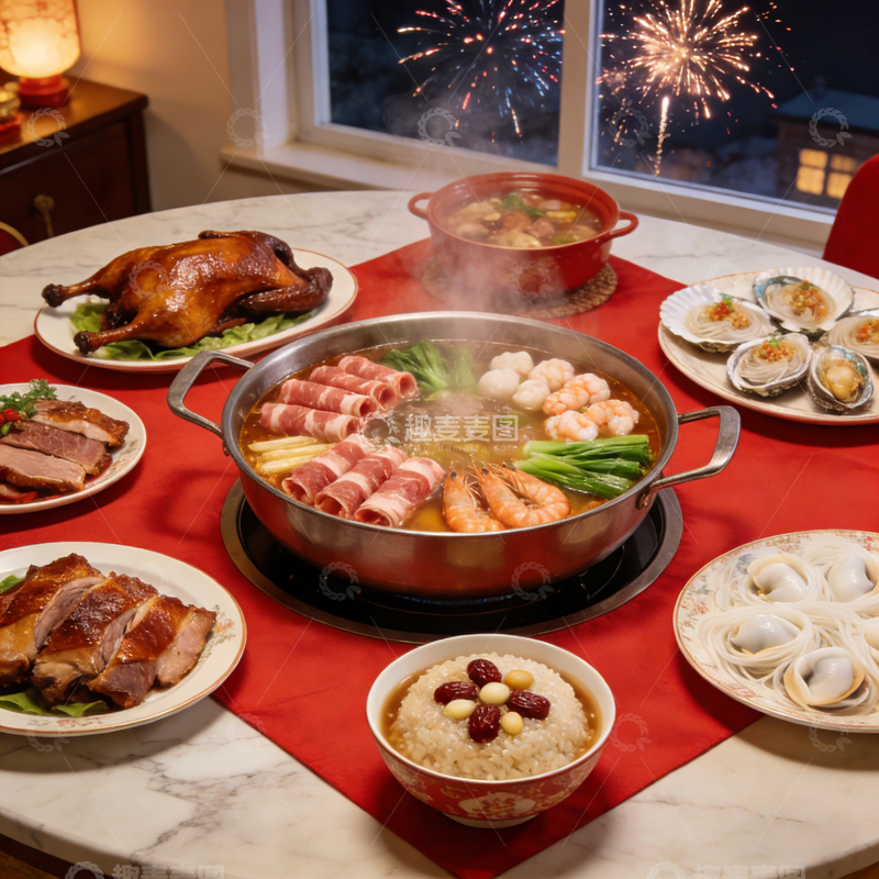 高清大图下载【趣麦麦图】春节吃火锅图