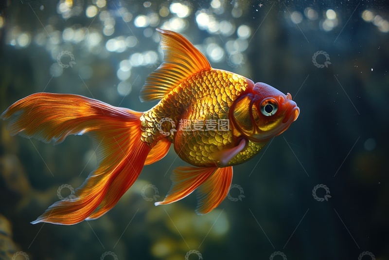 高清大图下载【趣麦麦图】鱼缸里的一条金鱼