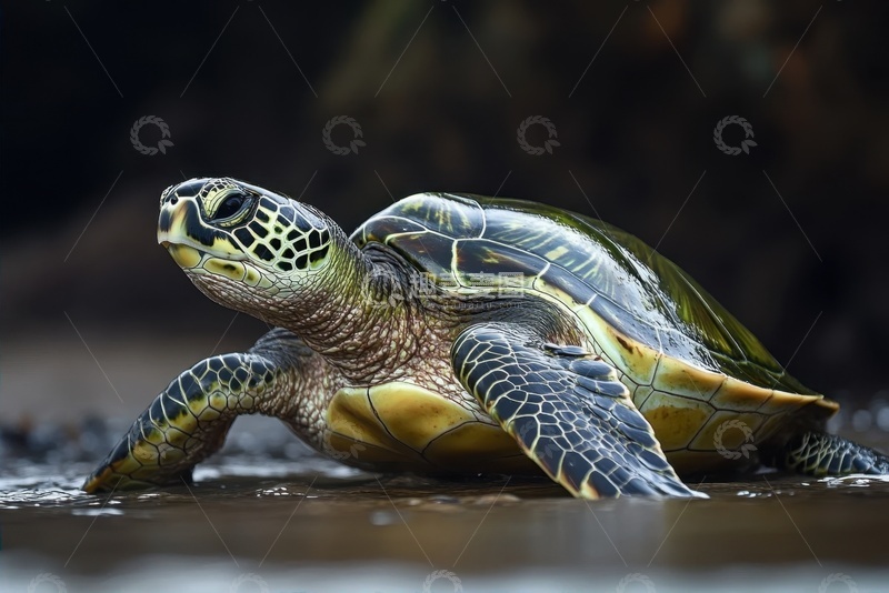 高清大图下载【趣麦麦图】森林里爬行的一只乌龟