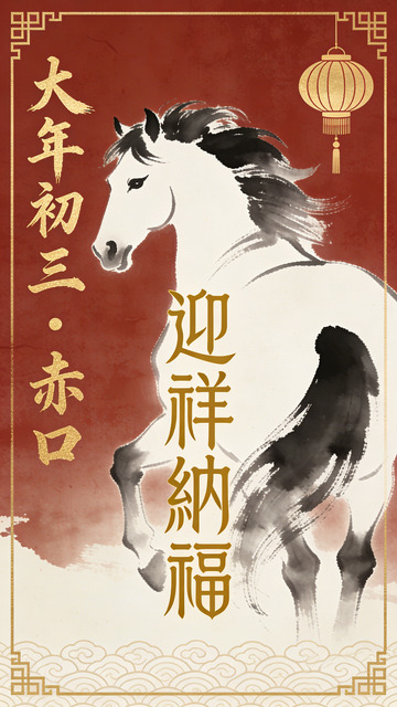 赤口中国风马年祝福海报设计素材