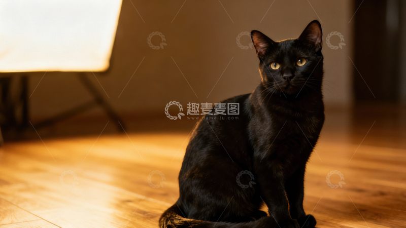 高清大图下载【趣麦麦图】可爱黑猫054